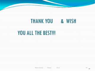 THANK YOU & WISH
YOU ALL THE BEST!!!
391
30
Wollo University, Ethiopia Elias A.
 
