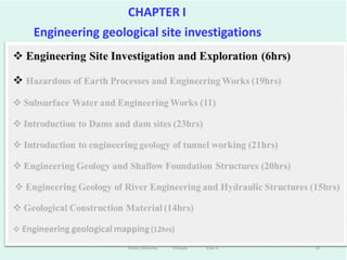 CHAPTER I
1
Engineering geological site investigations
14
Wollo University, Ethiopia Elias A.
 