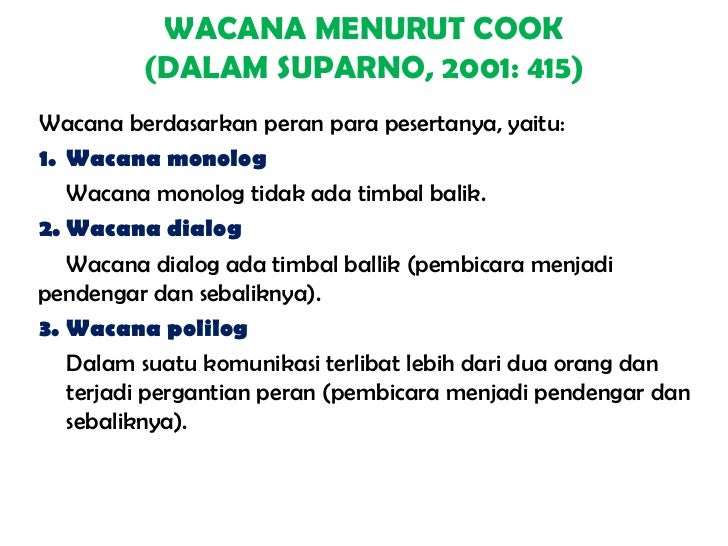 Wujud dan Jenis Wacana Bahasa Wujud dan Jenis Wacana Bahasa