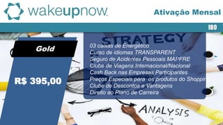 Gold 03 caixas de Energético
Curso de idiomas TRANSPARENT
Seguro de Acidentes Pessoais MAPFRE
Clube de Viagens Internacional/Nacional
Cash Back nas Empresas Participantes
Preços Especiais para os produtos do Shopping
Clube de Descontos e Vantagens
Direito ao Plano de Carreira
IBO
R$ 395,00
Ativação Mensal
 