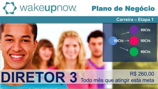 90CVs
90CVs
90CVs
90CVs
R$ 260,00
Todo mês que atingir esta metaDIRETOR 3
Plano de Negócio
Carreira – Etapa 1
 