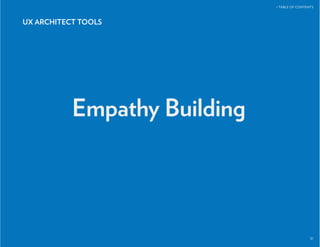 31
 TABLE OF CONTENTS
Empathy Building
UX ARCHITECT TOOLS
 