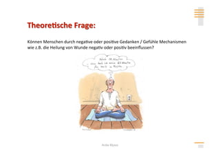 Können Menschen durch nega>ve oder posi>ve Gedanken / Gefühle Mechanismen 
wie z.B. die Heilung von Wunde nega>v oder posi>v beeinﬂussen? 




                                  Anita Mysor
 