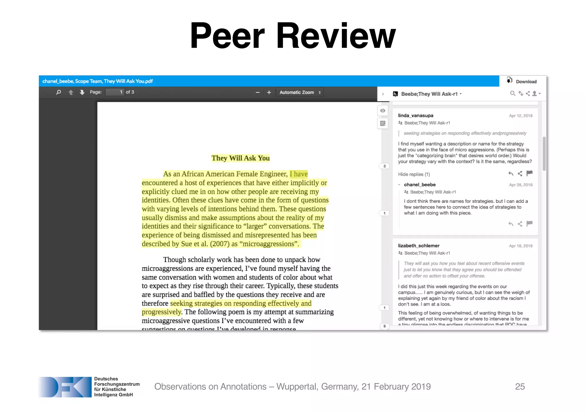 Peer Review
Observations on Annotations – Wuppertal, Germany, 21 February 2019 25
 