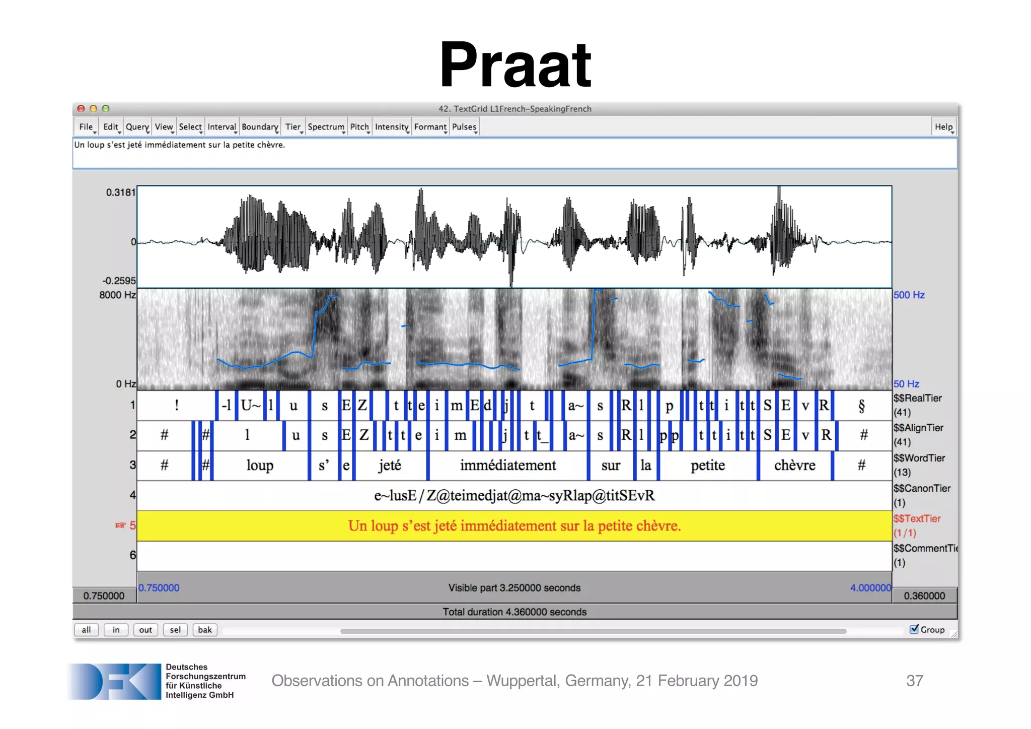 Observations on Annotations – Wuppertal, Germany, 21 February 2019 37
Praat
 