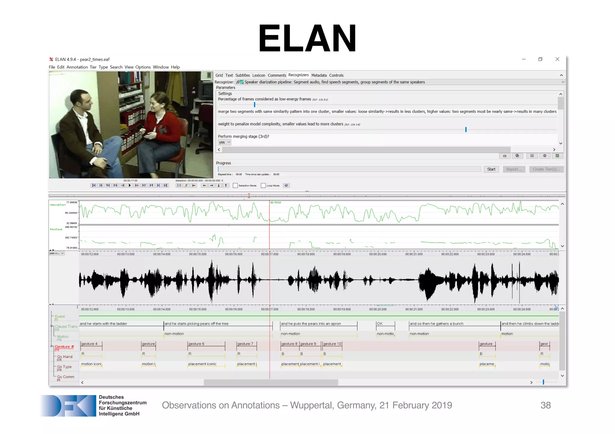 Observations on Annotations – Wuppertal, Germany, 21 February 2019 38
ELAN
 