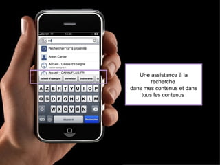 Une assistance à la recherche  dans mes contenus et dans tous les contenus  