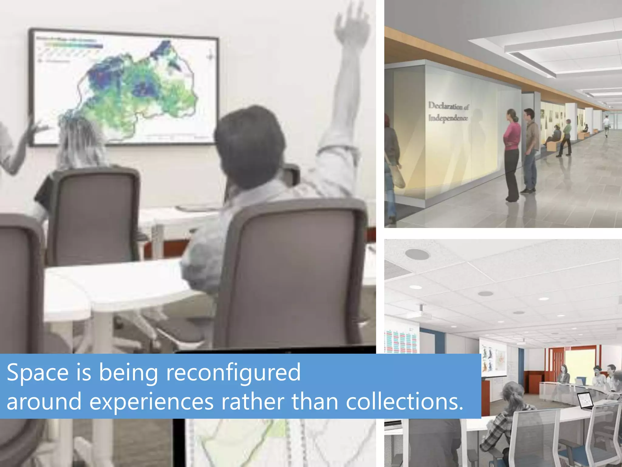 Space is being reconfigured
around experiences rather than collections.
 