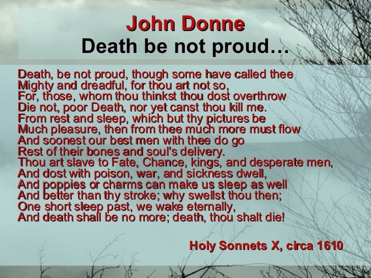 Metaphysical elements in death be not proud image