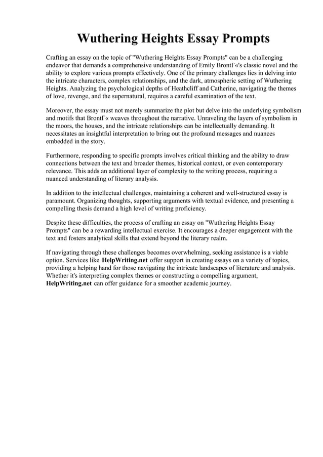Wuthering Heights Essay Prompts. Wuthering heights ALevel English