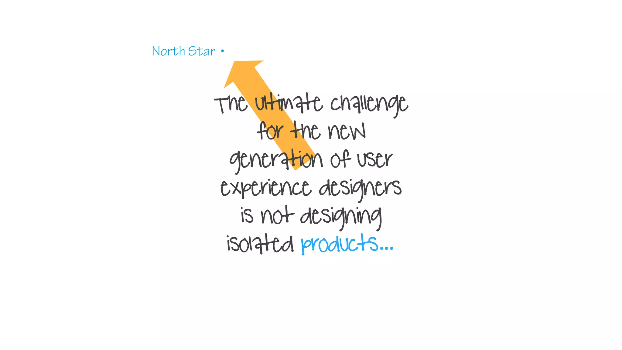 The ultimate challenge
for the neW
generation of user
experience designers
is not designing
isolated products...
North Star •
 