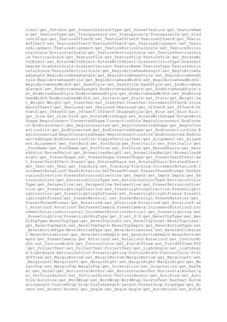 ttach AutoAttach get_AutoLength get_Border set_Border Border get_Drop get
_DropType get_Gap set_Gap Gap get_Length AutoLength Insert SetEditingType
SetPosition SetSegmentType get_EditingType get_Points get_SegmentType ge
t_ObjectVerbs get_Object get_ProgID get_FollowColors set_FollowColors Fol
lowColors DoVerb ProgID set_SourceFullName get_AutoUpdate set_AutoUpdate
AutoUpdate Update BreakLink get_DimColor get_AfterEffect set_AfterEffect
AfterEffect get_AnimationOrder set_AnimationOrder AnimationOrder get_Play
Settings get_TextLevelEffect set_TextLevelEffect TextLevelEffect get_Text
UnitEffect set_TextUnitEffect TextUnitEffect get_Animate set_Animate Anim
ate get_AnimateBackground set_AnimateBackground AnimateBackground get_Ani
mateTextInReverse set_AnimateTextInReverse AnimateTextInReverse get_Chart
UnitEffect set_ChartUnitEffect ChartUnitEffect DimColor get_Action set_Ac
tion Action get_ActionVerb set_ActionVerb ActionVerb get_AnimateAction se
t_AnimateAction AnimateAction get_Run set_Run get_Hyperlink get_HideWhile
NotPlaying set_HideWhileNotPlaying HideWhileNotPlaying get_PlayOnEntry se
t_PlayOnEntry PlayOnEntry get_RewindMovie set_RewindMovie RewindMovie get
_PauseAnimation set_PauseAnimation PauseAnimation get_StopAfterSlides set
_StopAfterSlides StopAfterSlides get_BoundLeft get_BoundTop get_BoundWidt
h get_BoundHeight Paragraphs Sentences Words Characters Lines Runs TrimTe
xt InsertAfter NewText InsertBefore InsertDateTime DateTimeFormat InsertA
sField InsertSlideNumber InsertSymbol CharNumber Unicode get_Font get_Par
agraphFormat get_IndentLevel set_IndentLevel IndentLevel ChangeCase AddPe
riods RemovePeriods Find FindWhat After MatchCase WholeWords ReplaceWhat
RotatedBounds x4 y4 get_LanguageID set_LanguageID LanguageID RtlRun LtrRu
n BoundLeft BoundTop BoundWidth BoundHeight get_TabStops get_Levels Level
s get_FirstMargin set_FirstMargin FirstMargin get_LeftMargin set_LeftMarg
in LeftMargin get_DefaultSpacing set_DefaultSpacing DefaultSpacing Positi
on get_Position set_Position get_Color get_Bold set_Bold Bold get_Italic
set_Italic Italic set_Shadow get_Emboss set_Emboss Emboss get_Underline s
et_Underline Underline get_Subscript set_Subscript Subscript get_Superscr
ipt set_Superscript Superscript get_BaselineOffset set_BaselineOffset Bas
elineOffset get_Embedded get_Embeddable get_NameFarEast set_NameFarEast N
ameFarEast get_NameAscii set_NameAscii NameAscii get_AutoRotateNumbers se
t_AutoRotateNumbers AutoRotateNumbers get_NameOther set_NameOther NameOth
er get_NameComplexScript set_NameComplexScript NameComplexScript Color Em
bedded Embeddable get_Bullet get_LineRuleBefore set_LineRuleBefore LineRu
leBefore get_LineRuleAfter set_LineRuleAfter LineRuleAfter get_LineRuleWi
thin set_LineRuleWithin LineRuleWithin get_SpaceBefore set_SpaceBefore Sp
aceBefore get_SpaceAfter set_SpaceAfter SpaceAfter get_SpaceWithin set_Sp
aceWithin SpaceWithin get_BaseLineAlignment set_BaseLineAlignment BaseLin
eAlignment get_FarEastLineBreakControl set_FarEastLineBreakControl FarEas
tLineBreakControl get_HangingPunctuation set_HangingPunctuation HangingPu
nctuation get_TextDirection set_TextDirection TextDirection Bullet get_Ch
aracter set_Character Character get_RelativeSize set_RelativeSize Relativ
eSize get_UseTextColor set_UseTextColor UseTextColor get_UseTextFont set_
UseTextFont UseTextFont get_StartValue set_StartValue StartValue Picture
get_Number Number Level get_UseFormat set_UseFormat UseFormat get_Format
set_Format Format Value AddBinary FilePath BinaryValue OnTrack EndTrack O
nMouseDown activeWin get_AltHTML set_AltHTML AltHTML GotFocus LostFocus a
dd_GotFocus remove_GotFocus add_LostFocus remove_LostFocus ppBorderTop pp
BorderLeft ppBorderBottom ppBorderRight ppBorderDiagonalDown ppBorderDiag
onalUp ppHTMLv3 ppHTMLv4 ppHTMLDual ppHTMLAutodetect ppPublishAll ppPubli
shSlideRange ppPublishNamedSlideShow ppBulletMixed ppBulletNone ppBulletU
nnumbered ppBulletNumbered ppBulletPicture ppBulletStyleMixed ppBulletAlp
haLCPeriod ppBulletAlphaUCPeriod ppBulletArabicParenRight ppBulletArabicP
eriod ppBulletRomanLCParenBoth ppBulletRomanLCParenRight ppBulletRomanLCP
eriod ppBulletRomanUCPeriod ppBulletAlphaLCParenBoth ppBulletAlphaLCParen
Right ppBulletAlphaUCParenBoth ppBulletAlphaUCParenRight ppBulletArabicPa

 