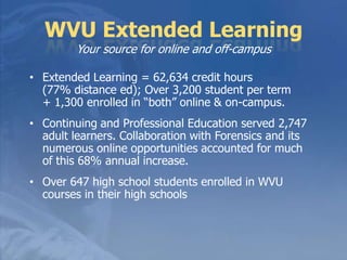 3 Common Characteristics of Schools Successful at Serving Adults/Online StudentsEntrepreneurial Spirit University Leadership allows units like Extended Learning to try new thingsCommitment to Adult Student Population 