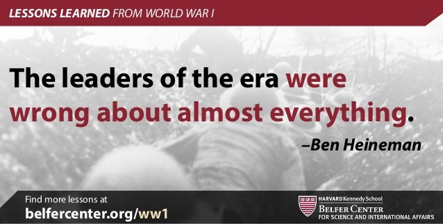 World War I Lessons From 1914 World War I Lessons From 1914