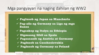Mga pangyayari na naging dahilan ng WW2
 