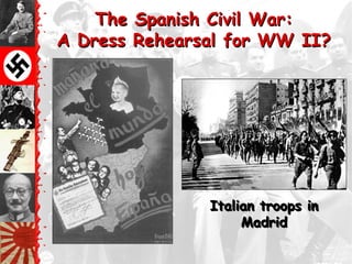 The Spanish Civil War:
A Dress Rehearsal for WW II?




               Italian troops in
                    Madrid
 