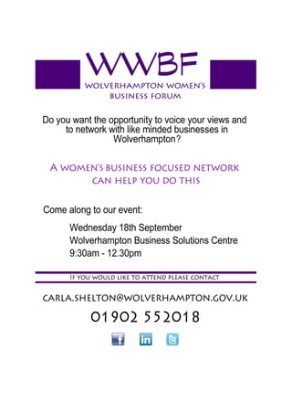 Wolverhampton Women's Business Forum Meeting 18th September 2013