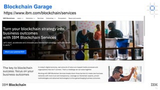 19
Blockchain Garage
https://www.ibm.com/blockchain/services
 