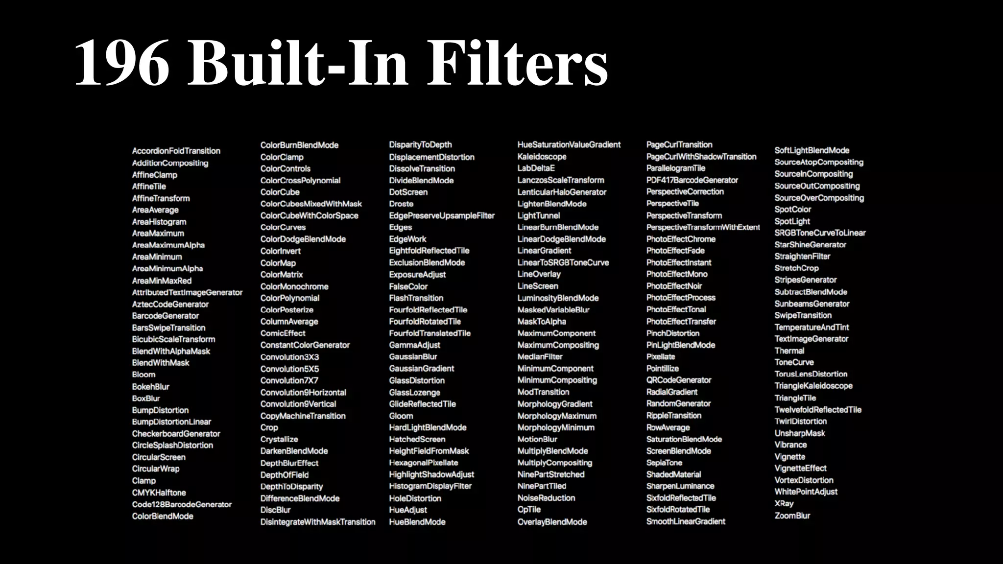 196 Built-In Filters