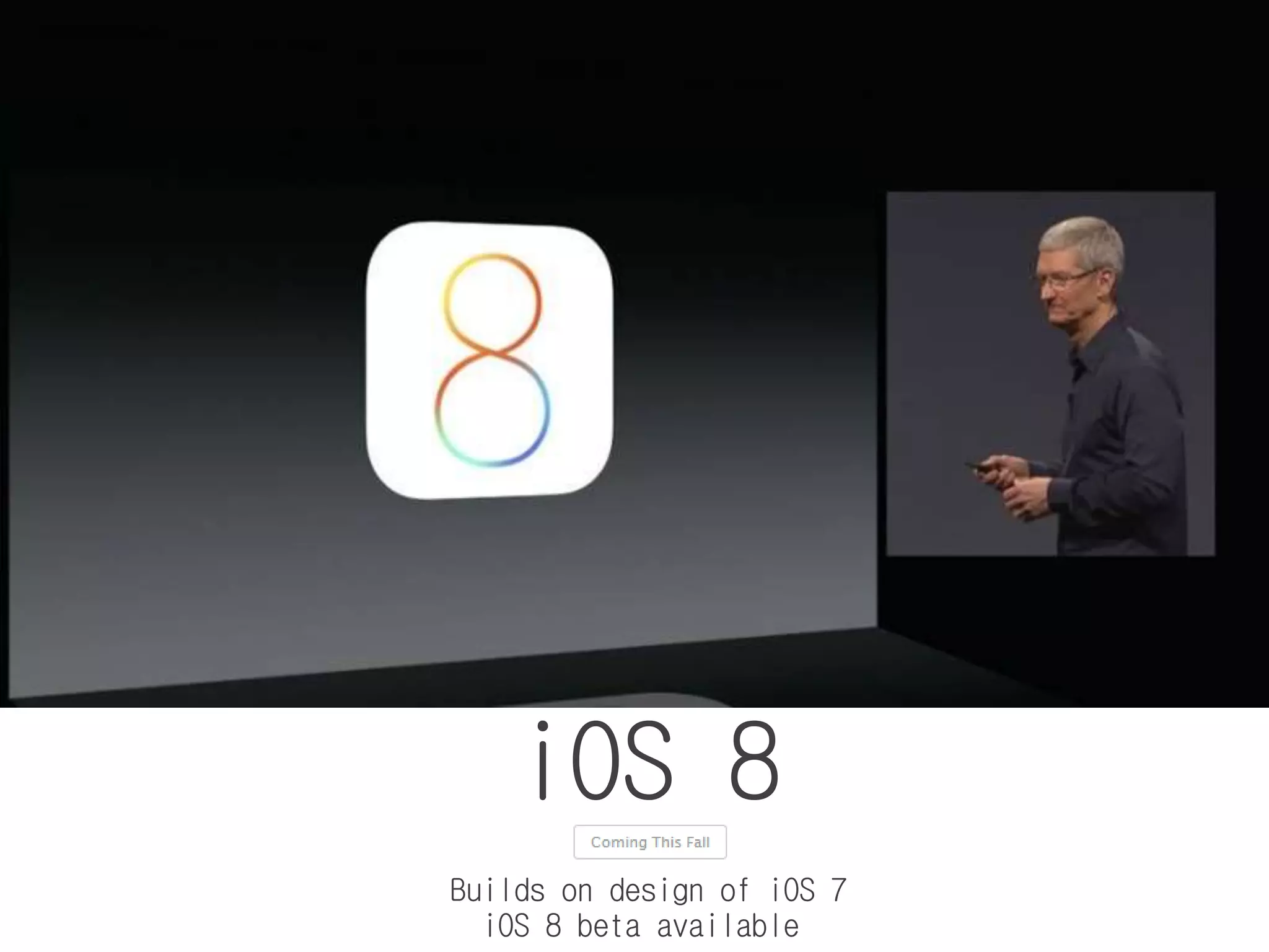 iOS 8
Builds on design of iOS 7
iOS 8 beta available