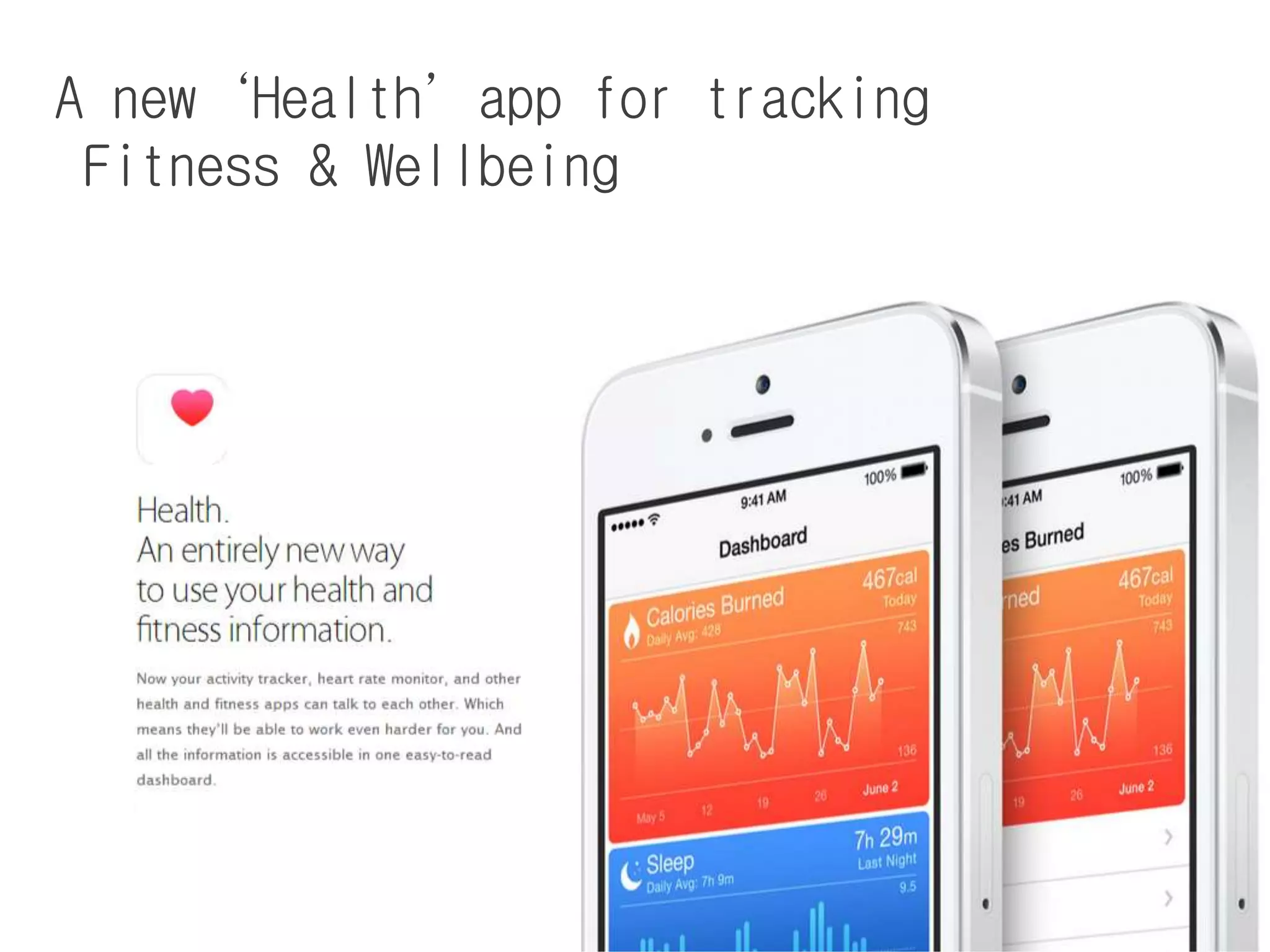 A new‘Health’app for tracking
Fitness & Wellbeing