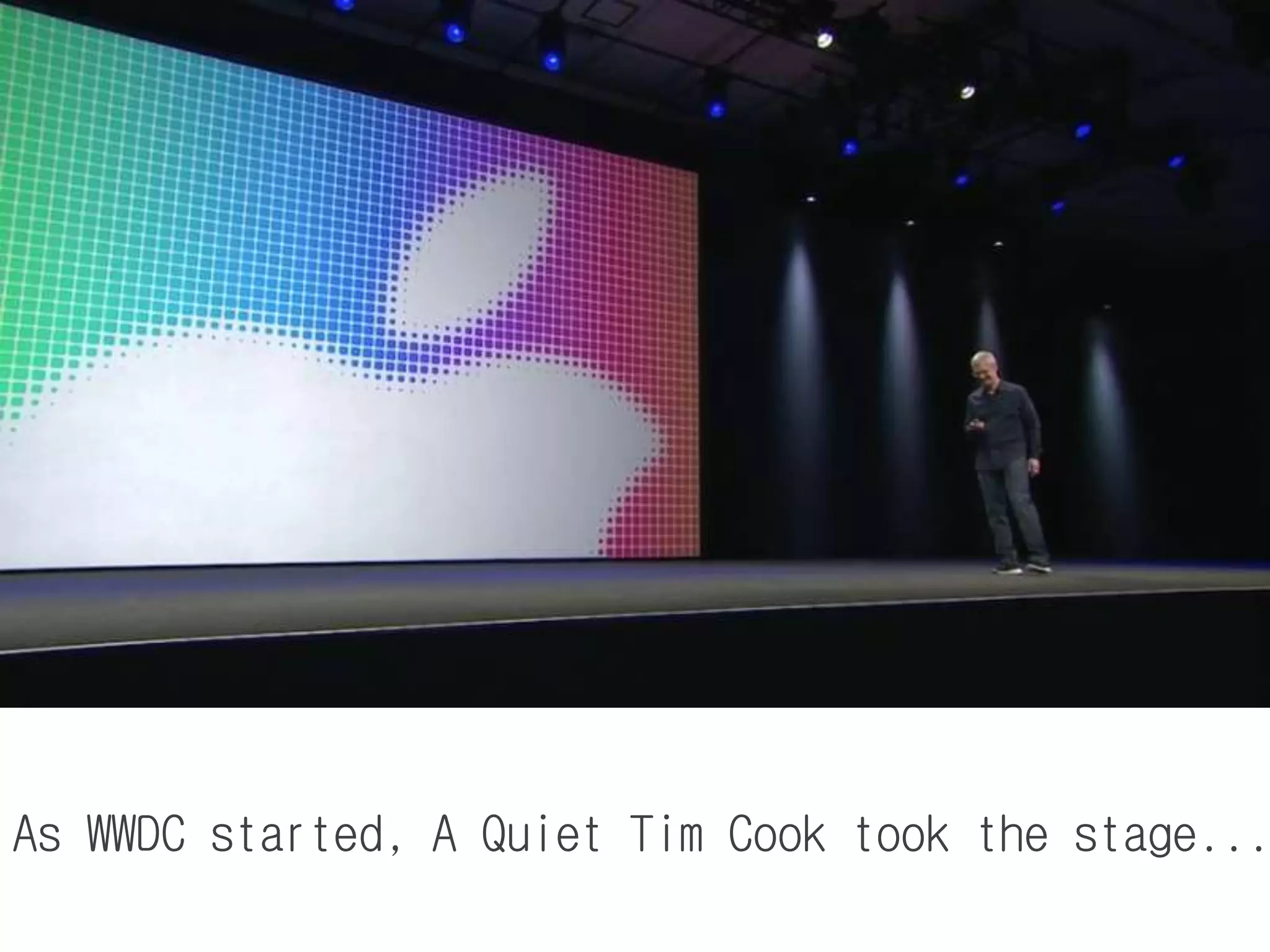 As WWDC started, A Quiet Tim Cook took the stage...