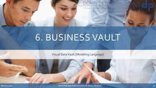 6. BUSINESS VAULT
Visual DataVault [Modeling Language]
March 20, 2014 World-Wide Data Vault Consortium, St. Albans, Vermont 28
 