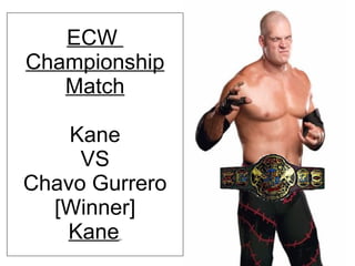 ECW  Championship Match Kane VS Chavo Gurrero [Winner] Kane   