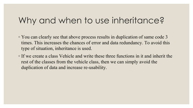 Introduction to inheritance and different types of inheritance | PPT