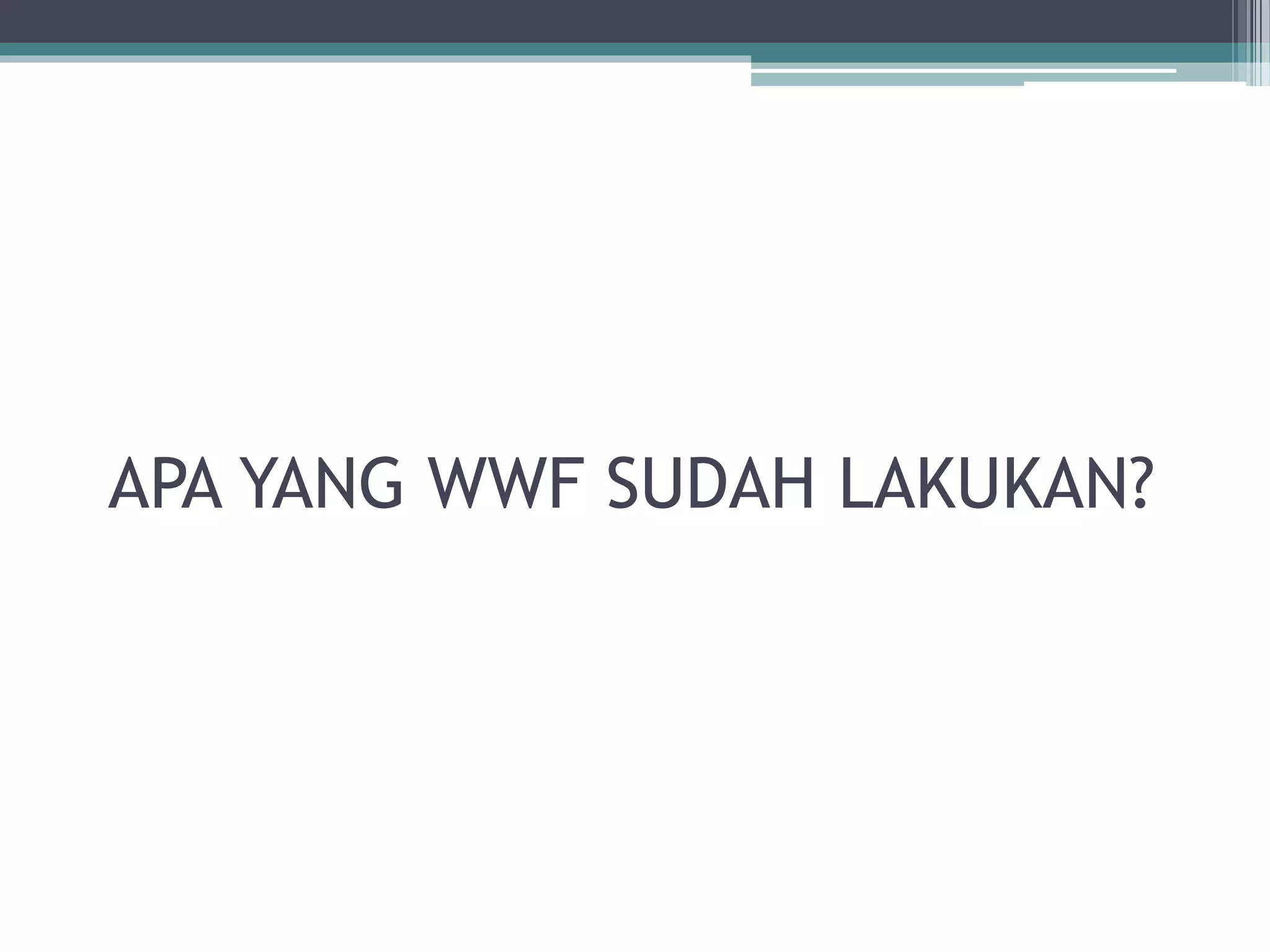 APA YANG WWF SUDAH LAKUKAN?
 