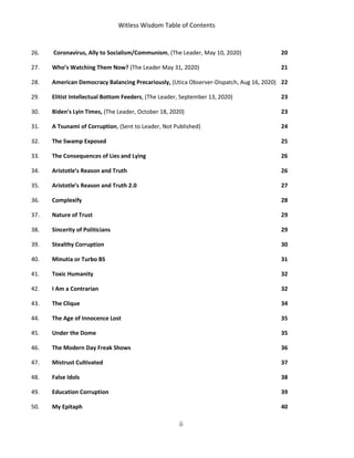 Witless Wisdom Table of Contents
vi
126. Turning the World Upside Down 97
127. Regimented Thought Academies 98
128. Extrem...