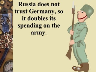 Russia does not trust Germany, so it doubles its spending on the army . 