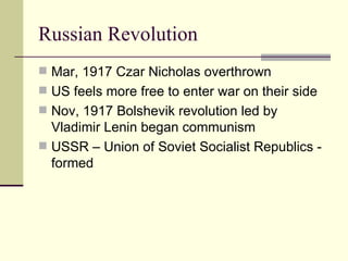 WWI and the aftermath