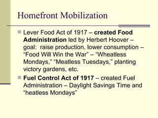 WWI and the aftermath