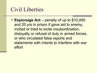 WWI and the aftermath