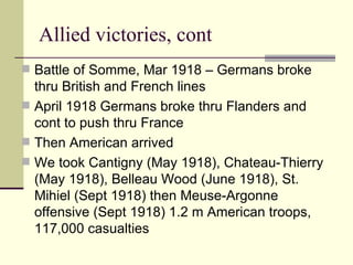 WWI and the aftermath