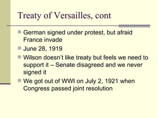 WWI and the aftermath