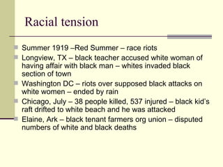 WWI and the aftermath