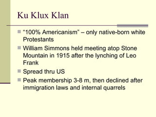 WWI and the aftermath