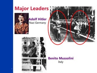 7
Major Leaders
Adolf Hitler
Nazi Germany
Benito Mussolini
Italy
 