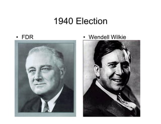 1940 Election
FDR           Wendell Wilkie
 