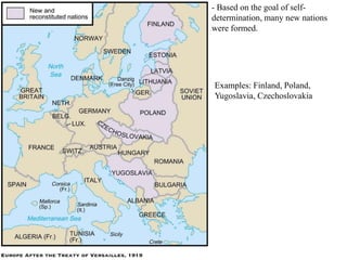 - Based on the goal of self-
determination, many new nations
were formed.




Examples: Finland, Poland,
Yugoslavia, Czechoslovakia
 