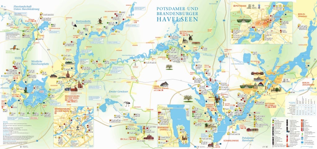 Wanderkarte der Havelseen in Potsdam / Brandenburg