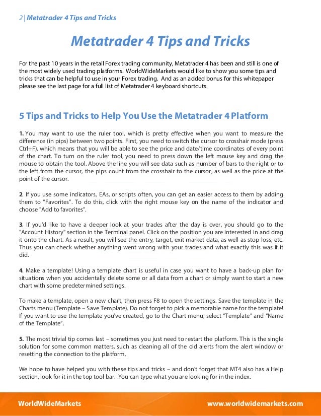 Metatrader 4 Tips And Tricks - 