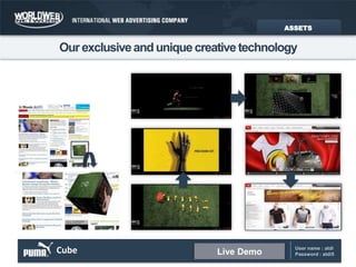 Our exclusive and unique creative technologyCubeLive DemoUser name : atdiPassword : atdi5 ASSETS
