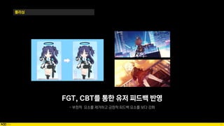 74
폴리싱
FGT, CBT를 통한 유저 피드백 반영
 