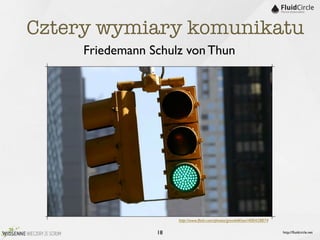 Cztery wymiary komunikatu
     Friedemann Schulz von Thun




                      http://www.ﬂickr.com/photos/grendelkhan/400428874

                 18                                                       http://ﬂuidcircle.net
 