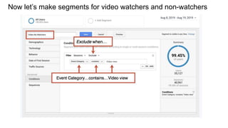 Now let’s make segments for video watchers and non-watchers
 