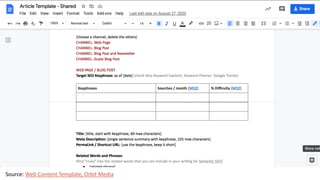 Source: Web Content Template, Orbit Media
 