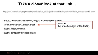 Content Marketing Tools
https://www.orbitmedia.com/blog/branded-keywords-seo/?utm_source=july19-newsletter&utm_medium=email&utm_campaign=branded-search
Take a closer look at that link…
 